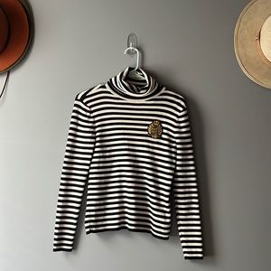 Lauren Ralph Lauren turtleneck striped sweater with embroidery